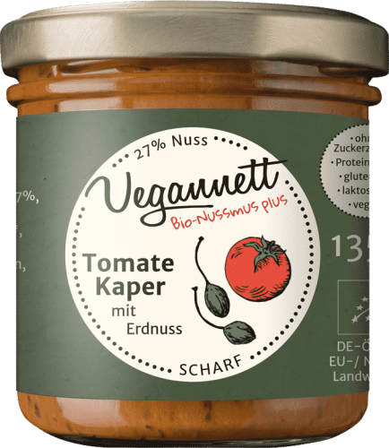 Bio Tomaten Kapern Aufstrich mit Erdnussmus von Vegannett