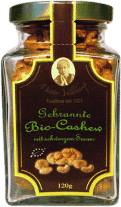 Gebrannte Bio Cashew mit schwarzem Sesam von Hamburger Goldmandeln
