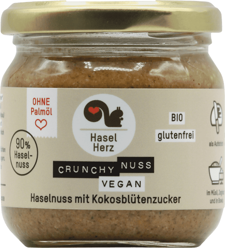 Bio Crunchy Nuss Haselnuss-Aufstrich vegan von HaselHerz