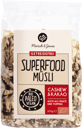 Bio Superfood Müsli glutenfrei Cashew & Kakao