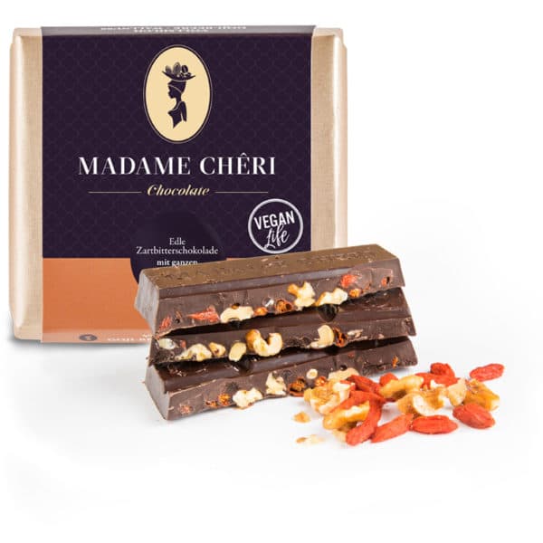 Zartbitter-Schokolade mit Goji-Beeren & Walnüssen von Madame-Cheri