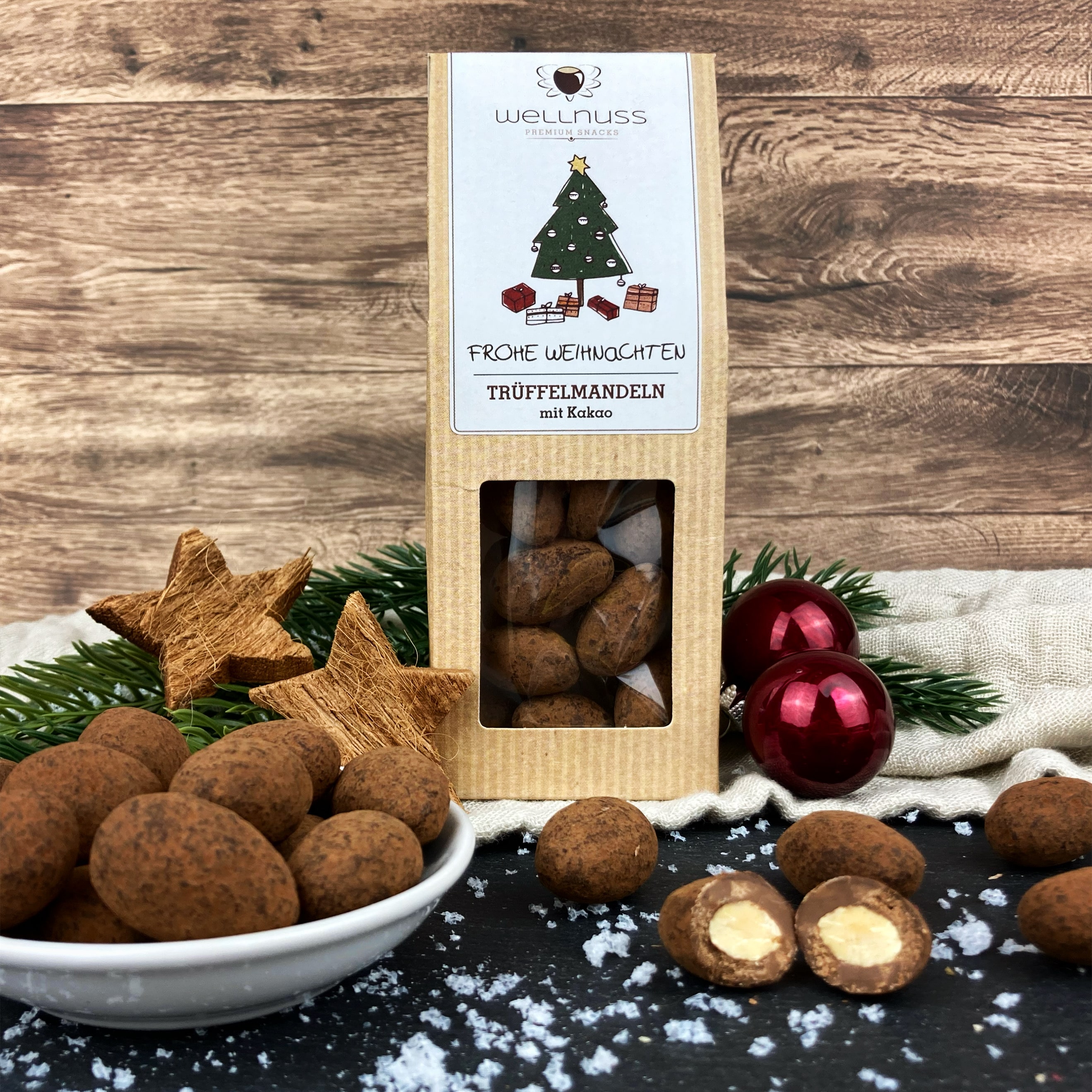 Weihnachtliche Trüffelmandeln mit Kakao