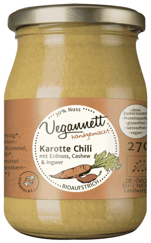 Bio Karotte Chili Aufstrich mit Cashew- und Erdnussmus - 270g