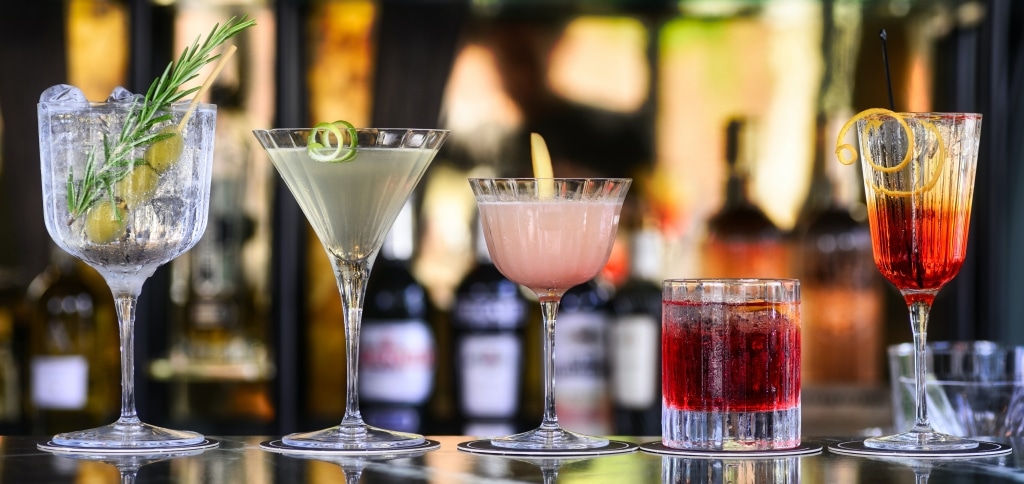 Die Auswahl unterschiedlicher Gin Sorten sorgt für eine  große Vielfalt an Cocktails und Londrinks